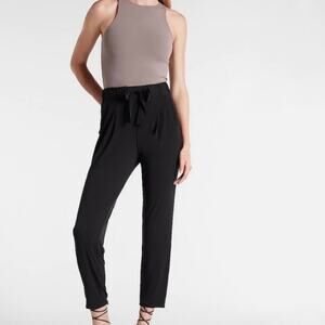 Express Tie Waist Black Pants Stretchy Knit Pockets Mid Rise Ankle Women's XS